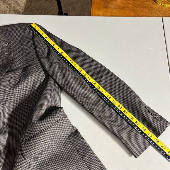 Lauren Ralph Lauren Blazer Jacket Mens 42L Houndstooth Two Button Brown Navy - Picture 14 of 16